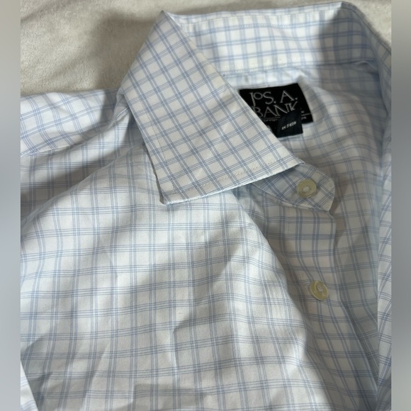 Jos. A. Bank Lot of 2 16.5-35 Tailored Fit No Wrinkle Dress Shirts Navy Yellow - Picture 7 of 8